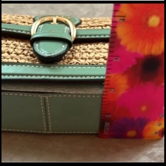 NWT NEW PRISTINE! *Coach* Seagrass Green Leather Crossbody Straw Summer Chain